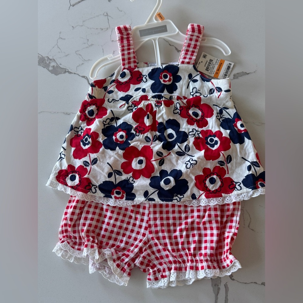 Floral and Gingham Baby Outfit new with tag